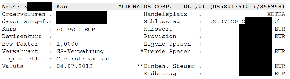 McDonalds-Order im Trading