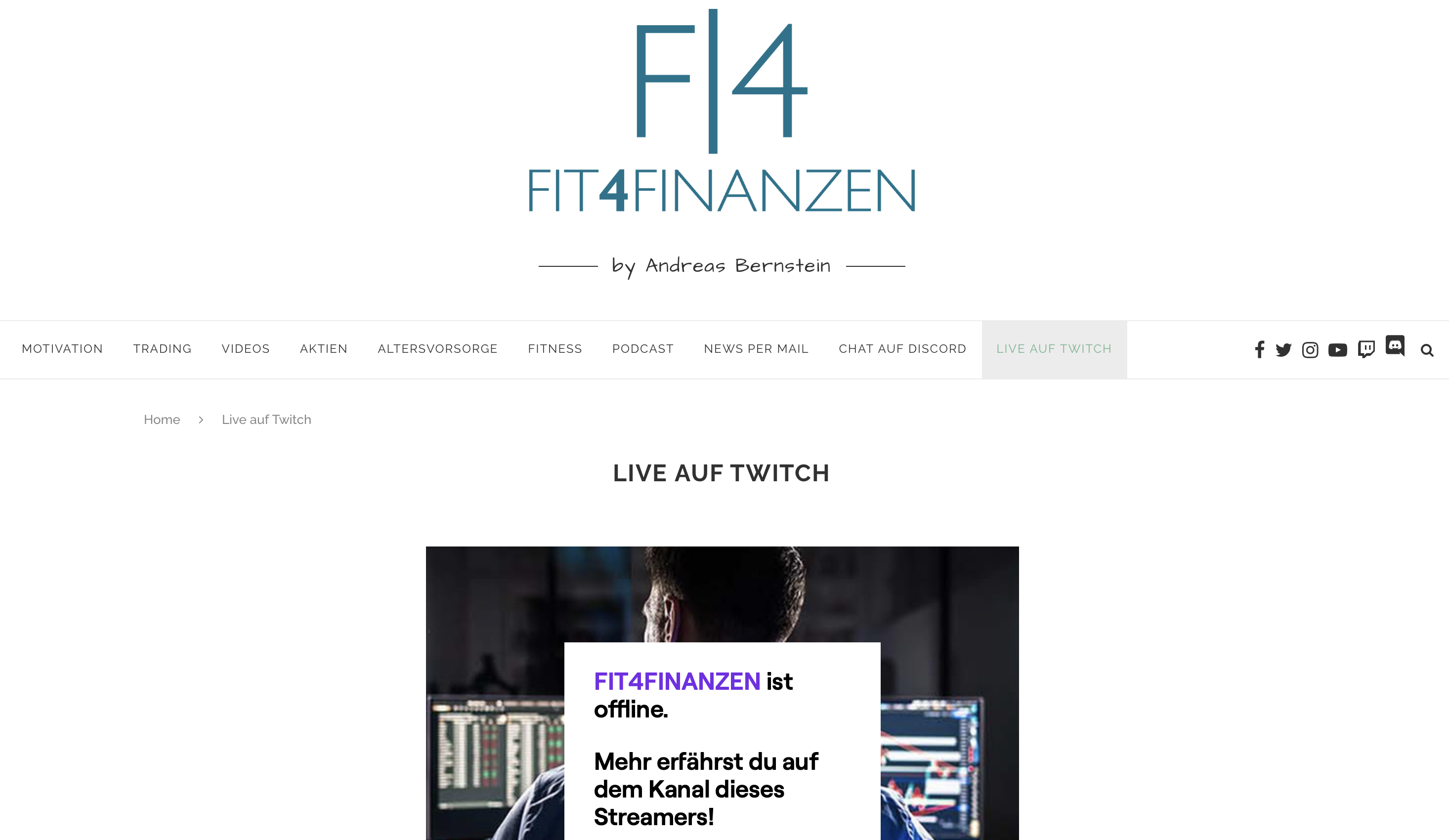FIT4FINANZEN Twitch on the home page