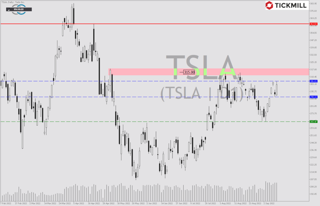Tickmill-Analyse: Tesla CFD im Tageschart